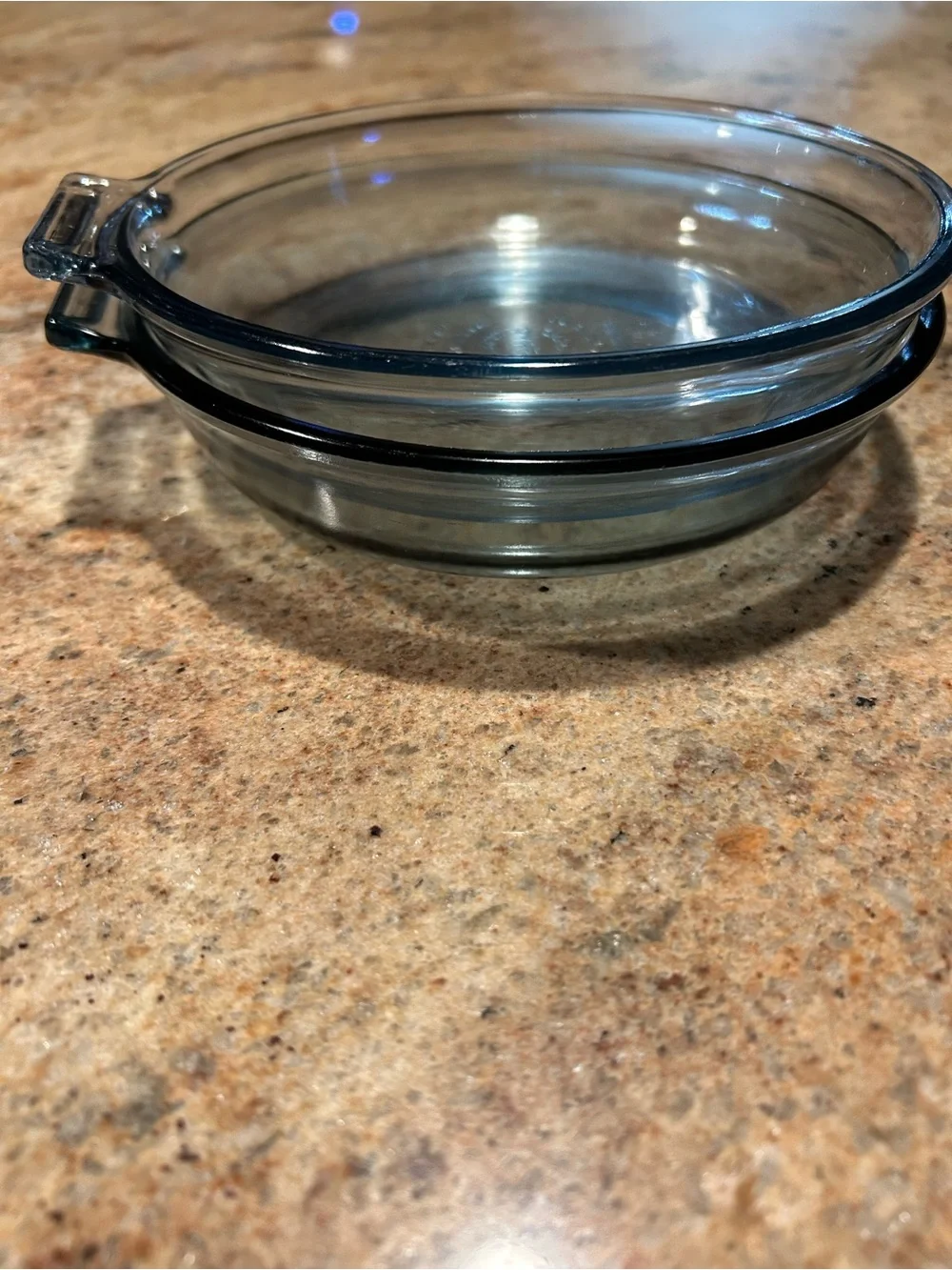 Pyrex Flameware #817-B vintage 7”stovetop glass skillet (2) Borosilicate glass.